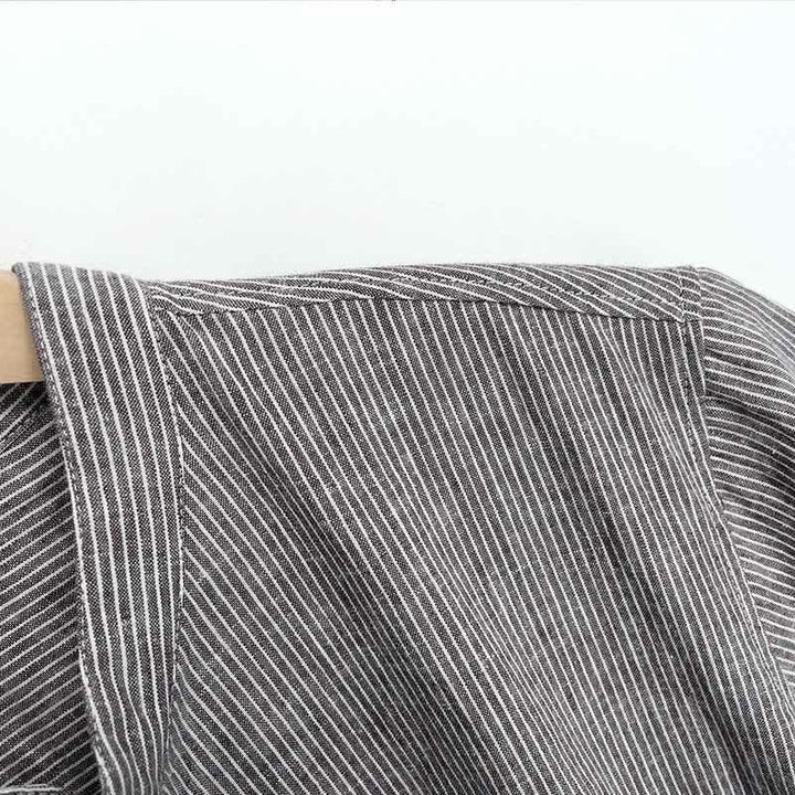 Buddha Stones Summer Half Button Fine Striped Men's Short Sleeve Shirts - image 3