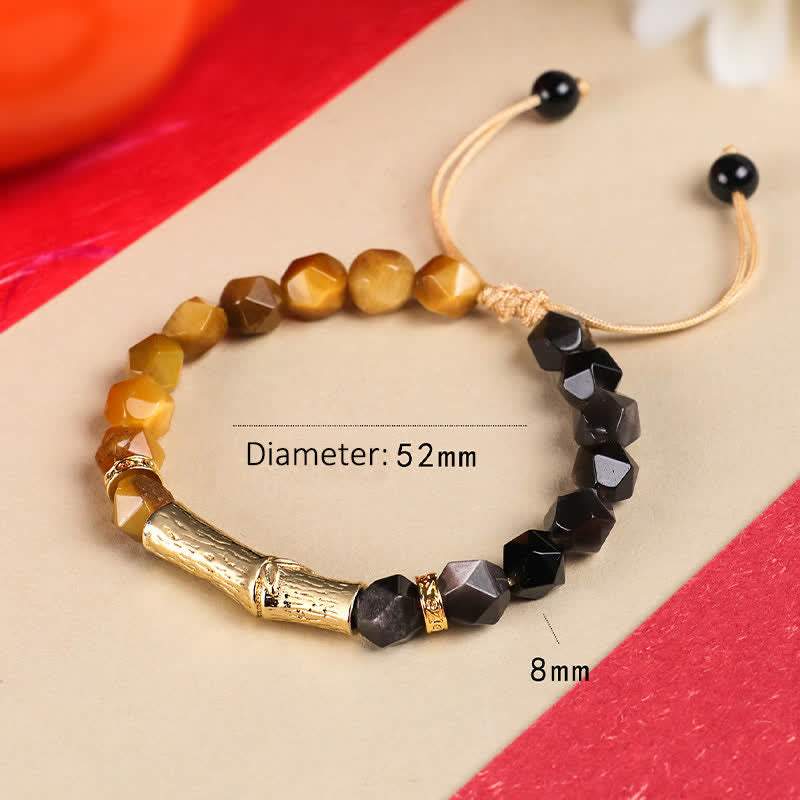Buddha Stones Tiger Eye Silver Sheen Obsidian Bamboo Growth Faceted Bracelet - image 10