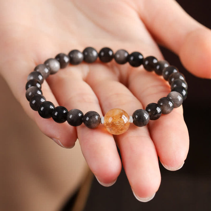Buddha Stones Black Obsidian Grounding Hand-Woven New Chinese Round Bracelet - image 3