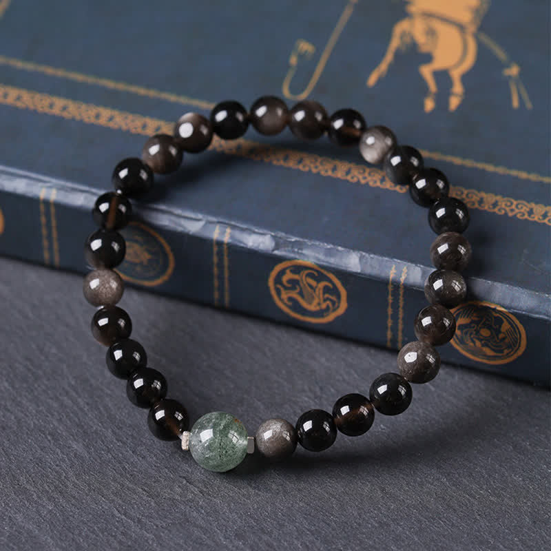 Buddha Stones Black Obsidian Grounding Hand-Woven New Chinese Round Bracelet - image 2