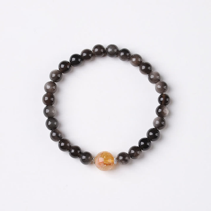 Buddha Stones Black Obsidian Grounding Hand-Woven New Chinese Round Bracelet - image 11