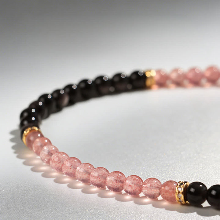 Buddha Stones Strawberry Quartz Gold-Wire Gourd Love Blessing Wrap Bracelet - image 8