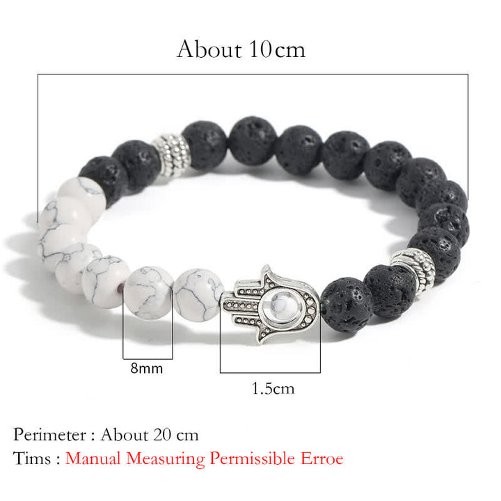 Buddha Stones Lava Rock Hamsa Palm Protection Handcrafted Round Bracelet - image 15