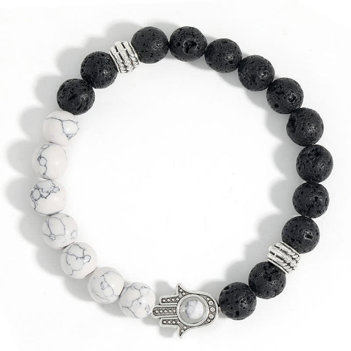 Buddha Stones Lava Rock Hamsa Palm Protection Handcrafted Round Bracelet - image 14