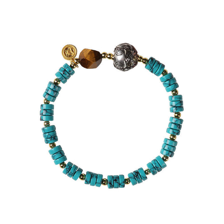 Buddha Stones Turquoise Communication Handcrafted New Chinese Disc Bead Bracelet - image 11