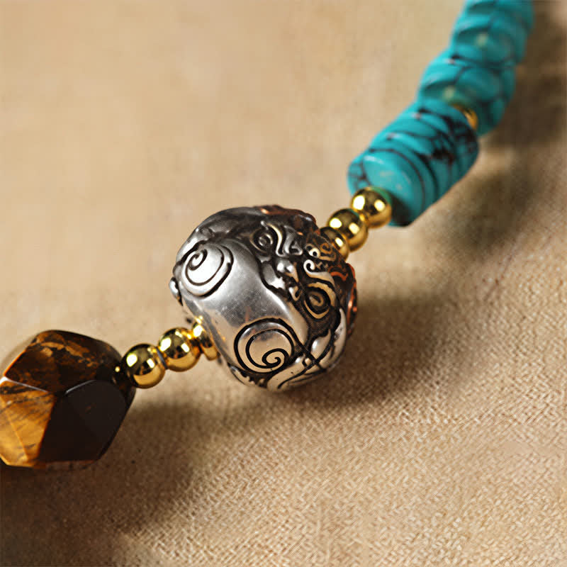 Buddha Stones Turquoise Communication Handcrafted New Chinese Disc Bead Bracelet - image 9