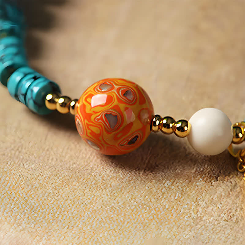 Buddha Stones Turquoise Communication Handcrafted New Chinese Disc Bead Bracelet - image 10