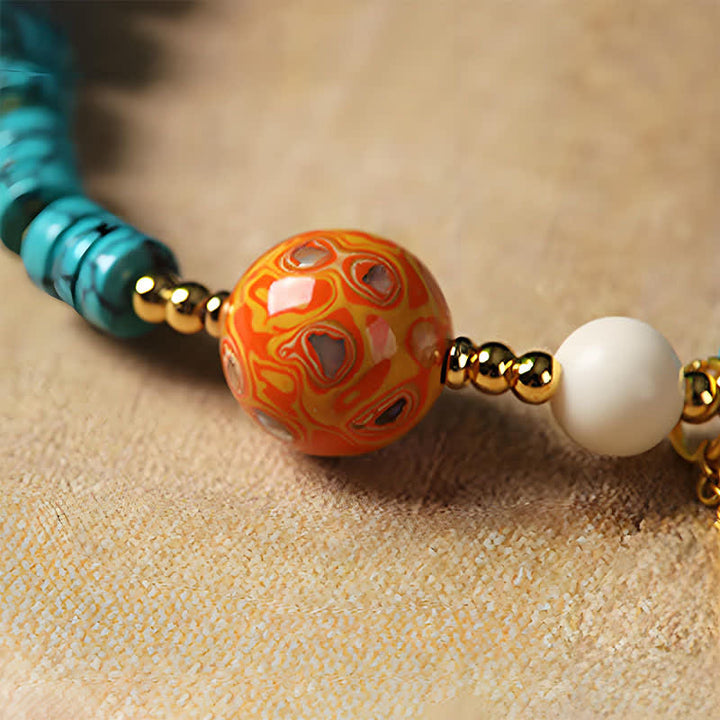 Buddha Stones Turquoise Communication Handcrafted New Chinese Disc Bead Bracelet - image 10