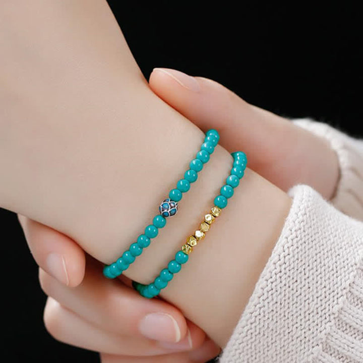 Buddha Stones Turquoise Communication Double Wrap Faceted Bead Handmade Bracelet - image 10