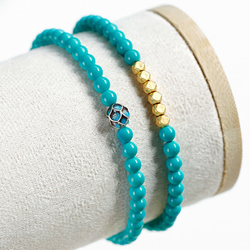 Buddha Stones Turquoise Communication Double Wrap Faceted Bead Handmade Bracelet - image 7