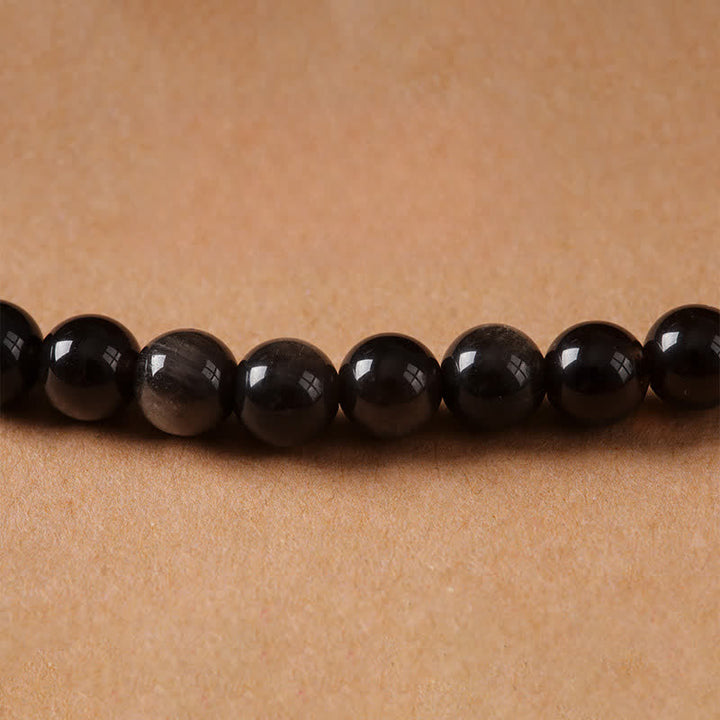 Buddha Stones Silver Sheen Obsidian Garuda Protection Hand-Woven Bead Necklace - image 14