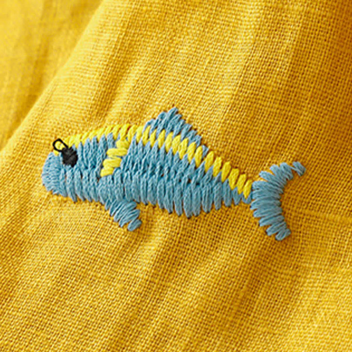 Buddha Stones Summer Casual Embroidery Fish Motif Women's Short Sleeve T-Shirts - image 6