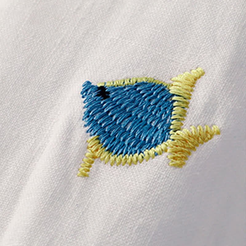 Buddha Stones Summer Casual Embroidery Fish Motif Women's Short Sleeve T-Shirts - image 26