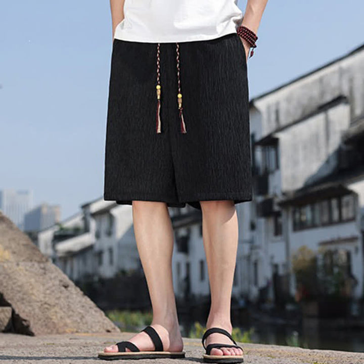 Buddha Stones Summer Casual Drawstring Solid Bermuda Shorts Men's With Pockets - image 13