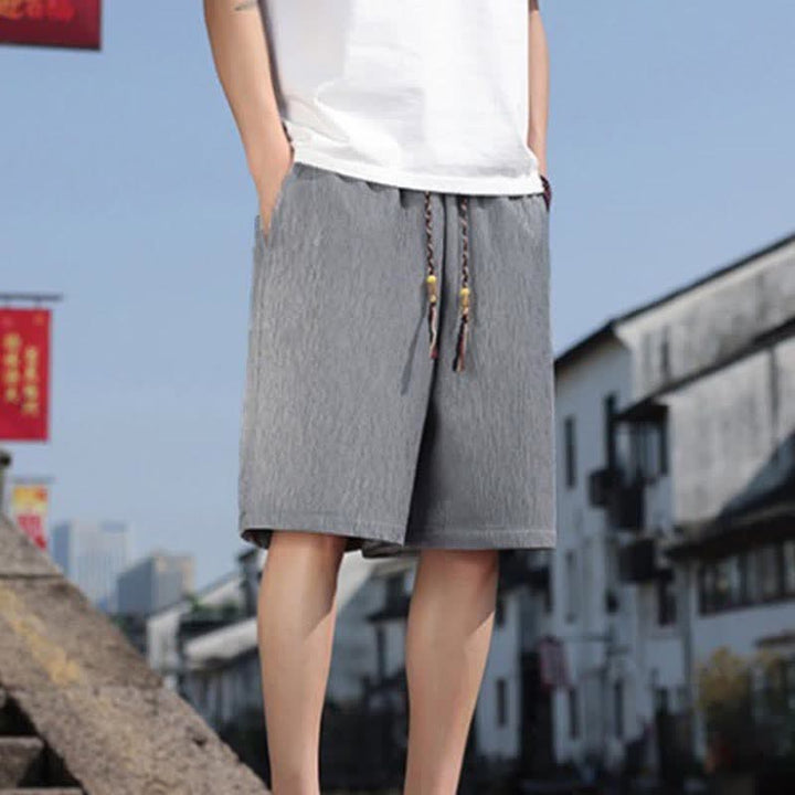 Buddha Stones Summer Casual Drawstring Solid Bermuda Shorts Men's With Pockets - Silver - US/UK/AU46, EU56 (5XL) - image 18