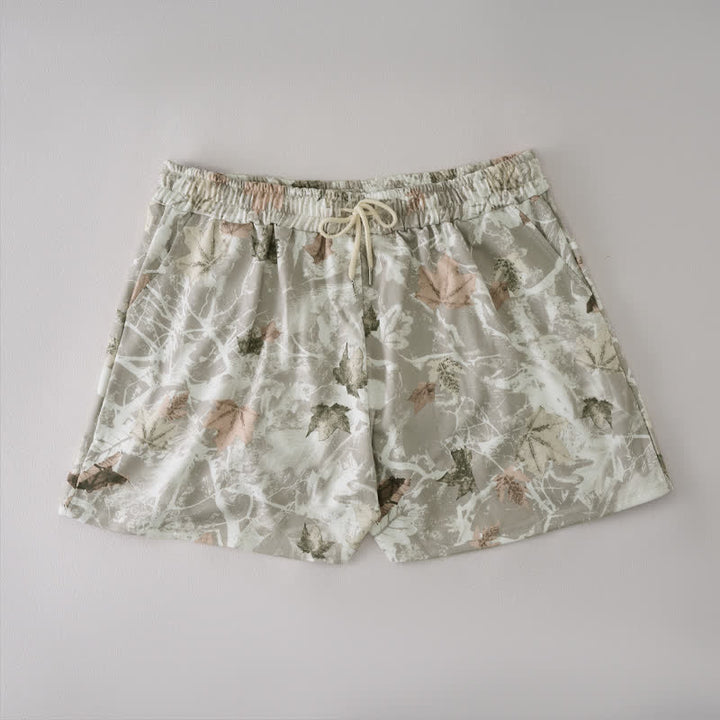 Buddha Stones Summer Casual Drawstring Abstract Maple Leaf Women's Shorts With Pocket - Gainsboro - US12, UK/AU16, EU44 (2XL) - image 5