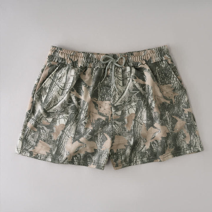 Buddha Stones Summer Casual Drawstring Abstract Maple Leaf Women's Shorts With Pocket - DarkKhaki - US12，UK/AU16，EU44 (2XL) - image 10