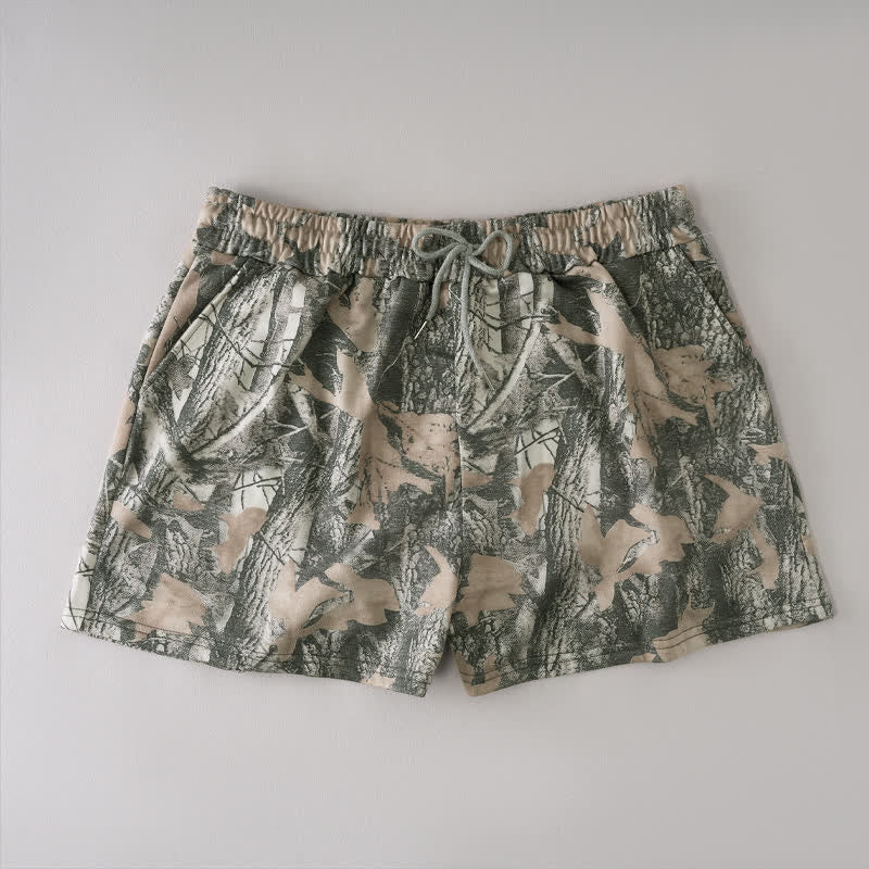 Buddha Stones Summer Casual Drawstring Abstract Maple Leaf Women's Shorts With Pocket - DarkKhaki - US12, UK/AU16, EU44 (2XL) - image 10