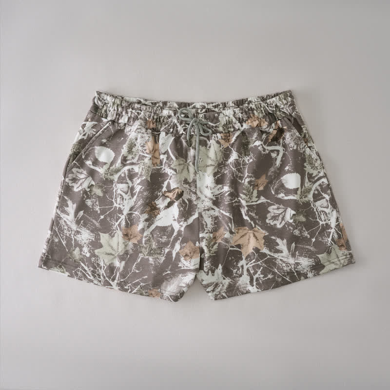 Buddha Stones Summer Casual Drawstring Abstract Maple Leaf Women's Shorts With Pocket - Sienna - US12，UK/AU16，EU44 (2XL) - image 0