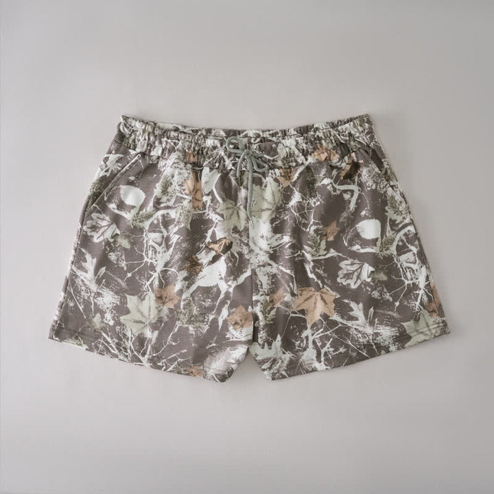 Buddha Stones Summer Casual Drawstring Abstract Maple Leaf Women's Shorts With Pocket - Sienna - US12，UK/AU16，EU44 (2XL) - image 0