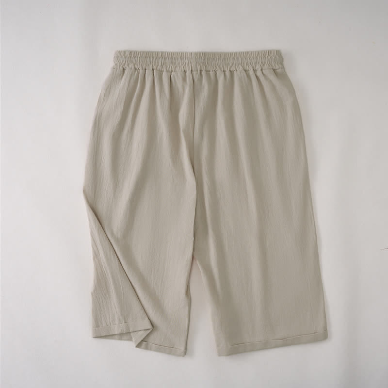 Buddha Stones Summer Casual Drawstring Solid Bermuda Shorts Women's Straight Leg Pants With Pockets - image 1