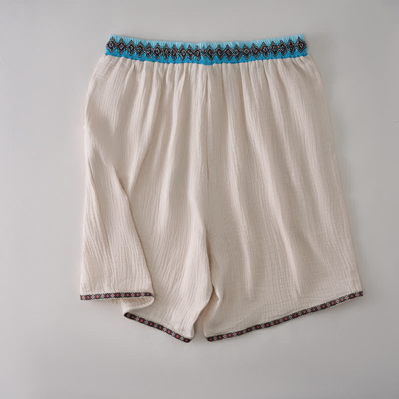 Buddha Stones Summer Boho Casual Drawstring Geometric Bermuda Shorts Men's Straight Leg Pants With Pockets - image 1