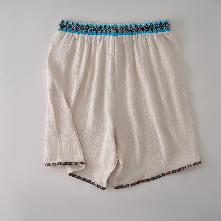 Buddha Stones Summer Boho Casual Drawstring Geometric Bermuda Shorts Men's Straight Leg Pants With Pockets - image 1