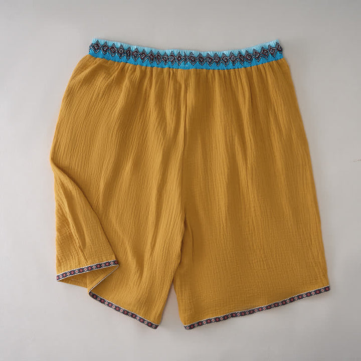 Buddha Stones Summer Boho Casual Drawstring Geometric Bermuda Shorts Men's Straight Leg Pants With Pockets - image 11