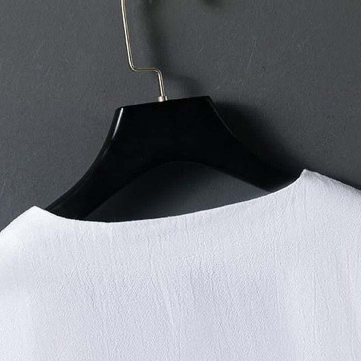 Buddha Stones Summer Casual Frog Button Flower Embroidery Men's Short Sleeve Shirts - image 3