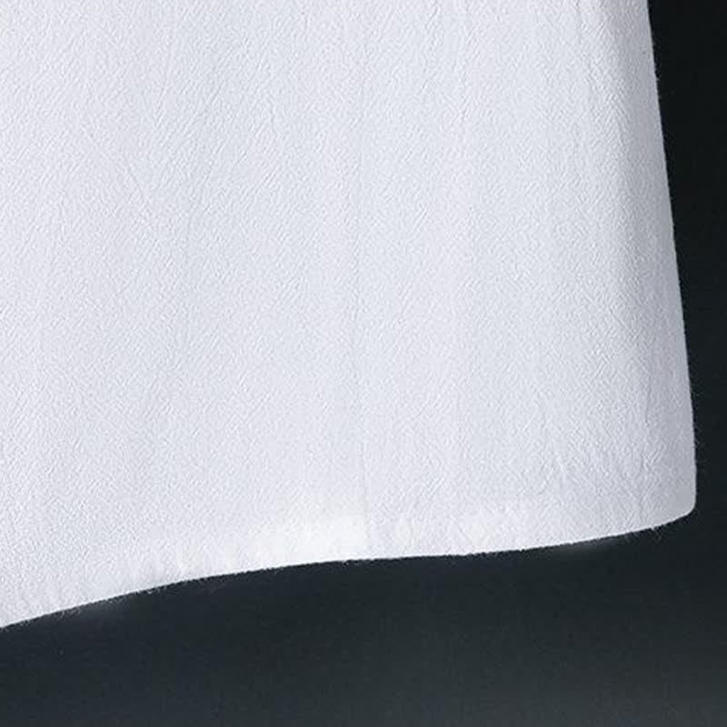 Buddha Stones Summer Casual Frog Button Flower Embroidery Men's Short Sleeve Shirts - image 8