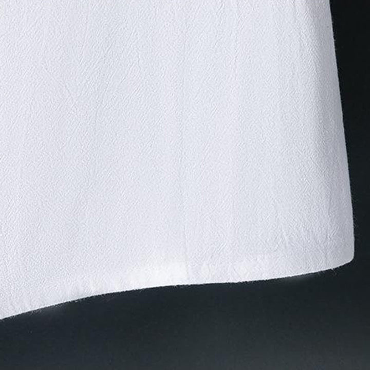 Buddha Stones Summer Casual Frog Button Flower Embroidery Men's Short Sleeve Shirts - image 8