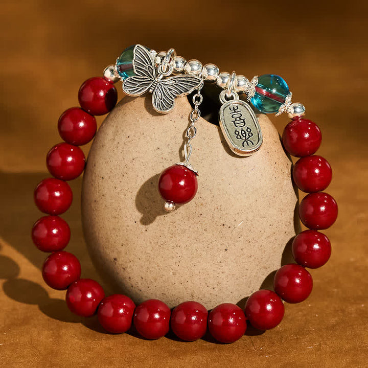 Buddha Stones Cinnabar Copper Butterfly Love Bracelet - image 1