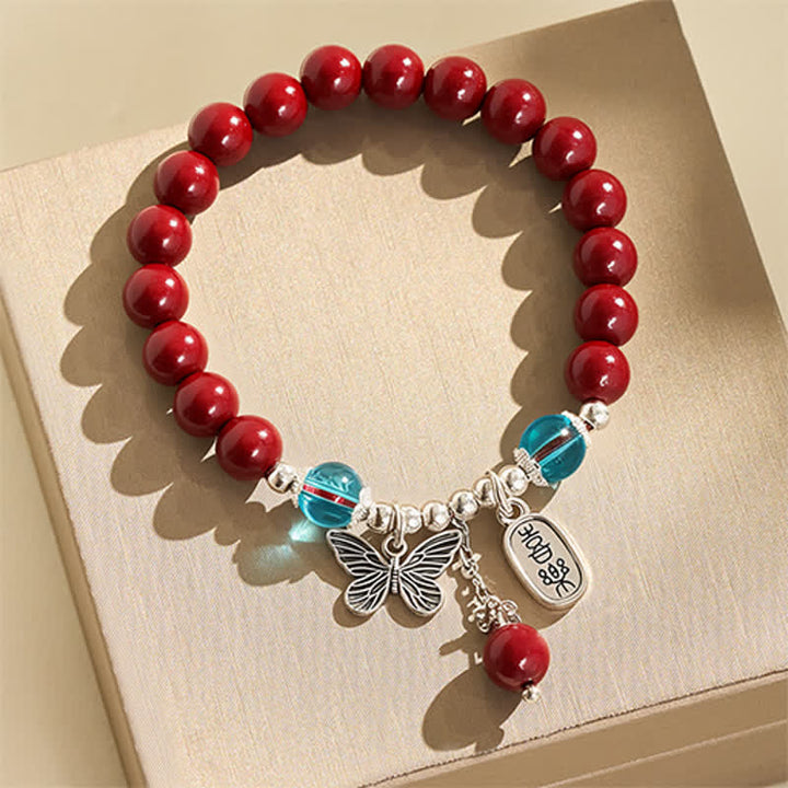 Buddha Stones Cinnabar Copper Butterfly Love Bracelet - image 2