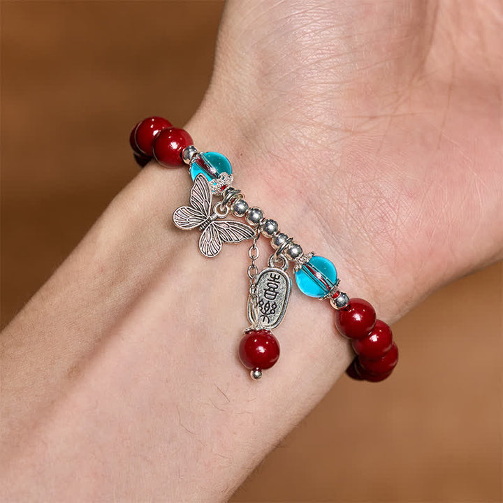 Buddha Stones Cinnabar Copper Butterfly Love Bracelet - image 9