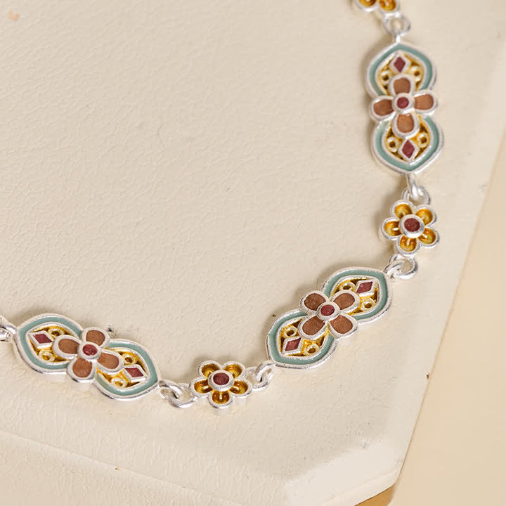 Buddha Stones Copper Enamel Floral Pattern Healing Bracelet - image 4
