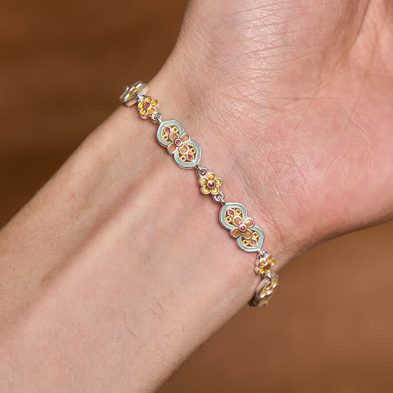 Buddha Stones Copper Enamel Floral Pattern Healing Bracelet - image 3