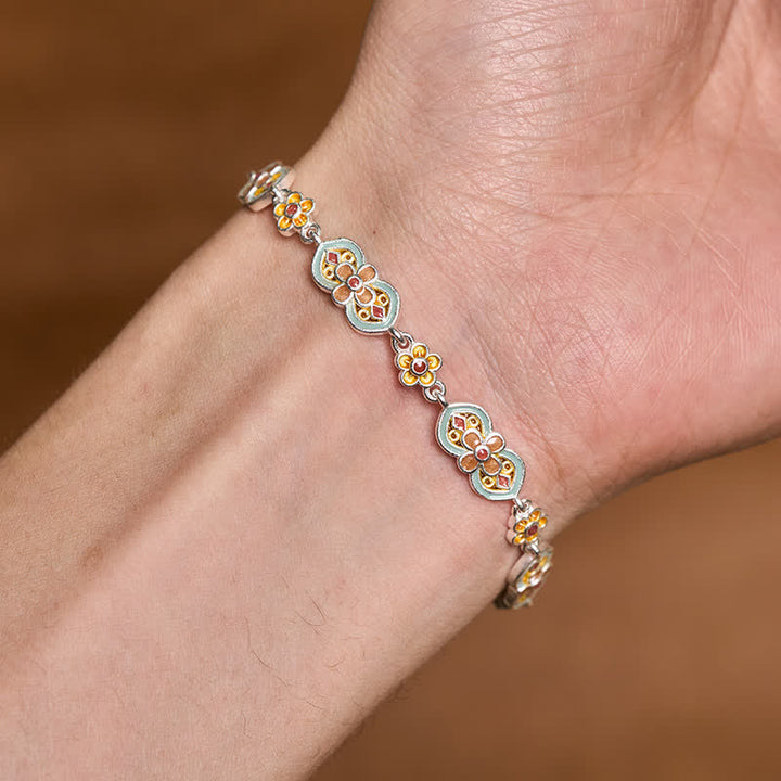 Buddha Stones Copper Enamel Floral Pattern Healing Bracelet - image 3