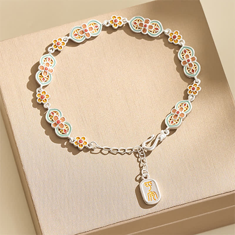 Buddha Stones Copper Enamel Floral Pattern Healing Bracelet - Copper(Wrist Circumference:15–25 cm) - image 1