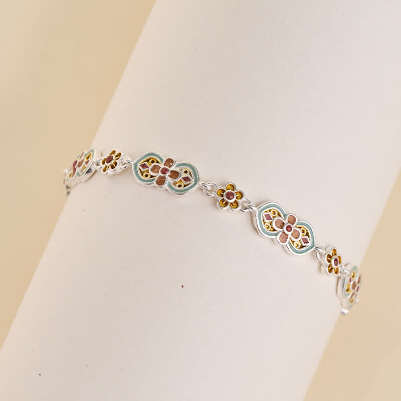 Buddha Stones Copper Enamel Floral Pattern Healing Bracelet - image 2