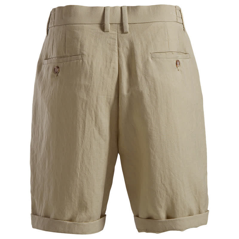 Buddha Stones Summer Casual Classic Zipper Button Solid Bermuda Shorts Men's Straight Leg Pants With Pockets - image 1