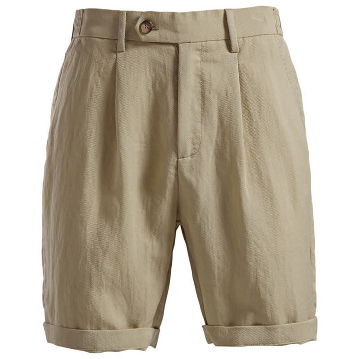Buddha Stones Summer Casual Classic Zipper Button Solid Bermuda Shorts Men's Straight Leg Pants With Pockets - Tan - US/UK/AU42, EU52 (2XL) - image 0