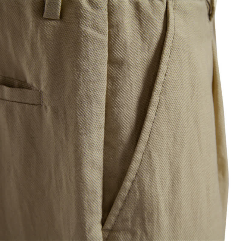 Buddha Stones Summer Casual Classic Zipper Button Solid Bermuda Shorts Men's Straight Leg Pants With Pockets - image 7
