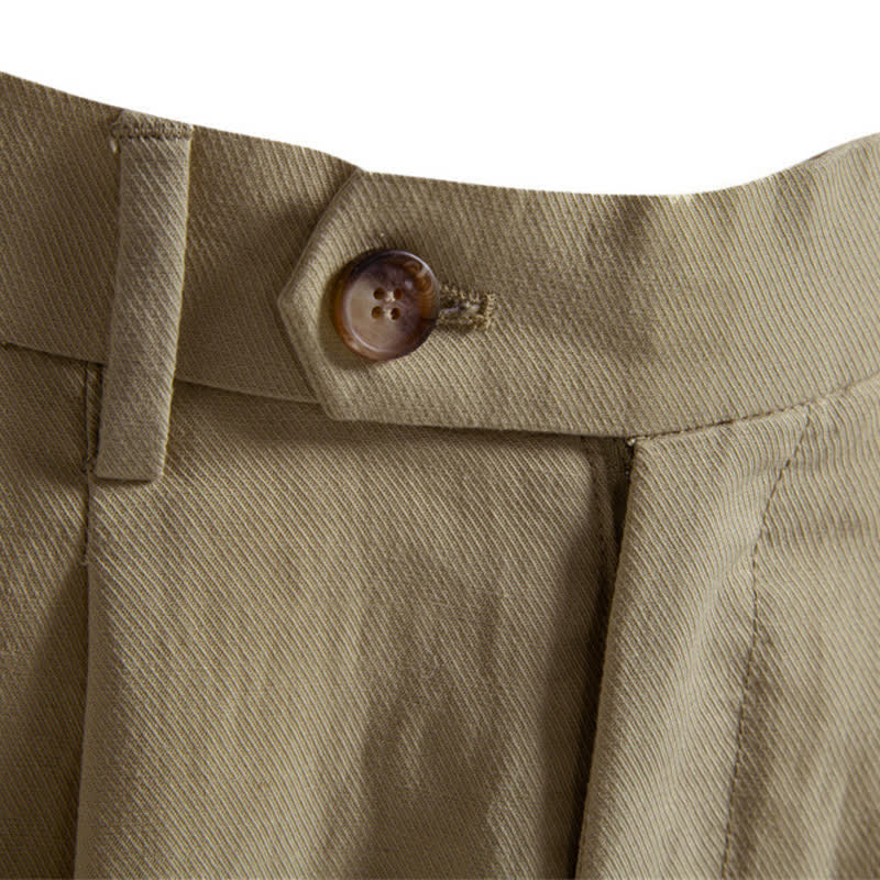 Buddha Stones Summer Casual Classic Zipper Button Solid Bermuda Shorts Men's Straight Leg Pants With Pockets - image 2