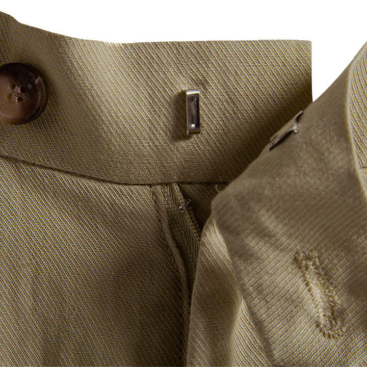 Buddha Stones Summer Casual Classic Zipper Button Solid Bermuda Shorts Men's Straight Leg Pants With Pockets - image 3