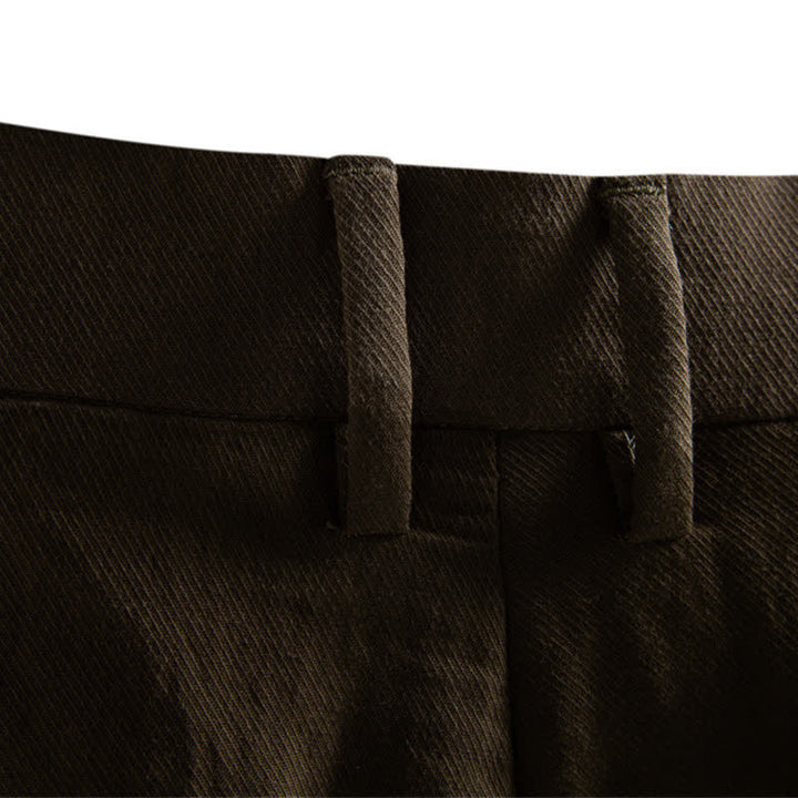 Buddha Stones Summer Casual Classic Zipper Button Solid Bermuda Shorts Men's Straight Leg Pants With Pockets - image 30