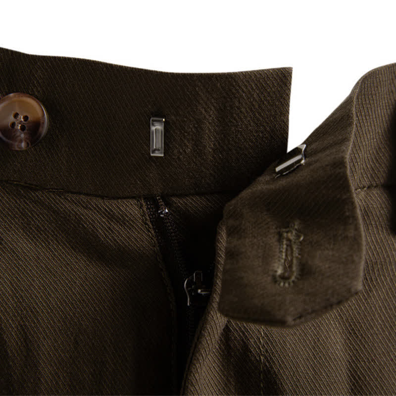 Buddha Stones Summer Casual Classic Zipper Button Solid Bermuda Shorts Men's Straight Leg Pants With Pockets - image 25
