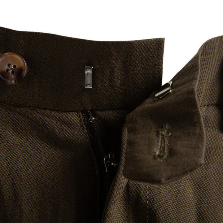 Buddha Stones Summer Casual Classic Zipper Button Solid Bermuda Shorts Men's Straight Leg Pants With Pockets - image 25