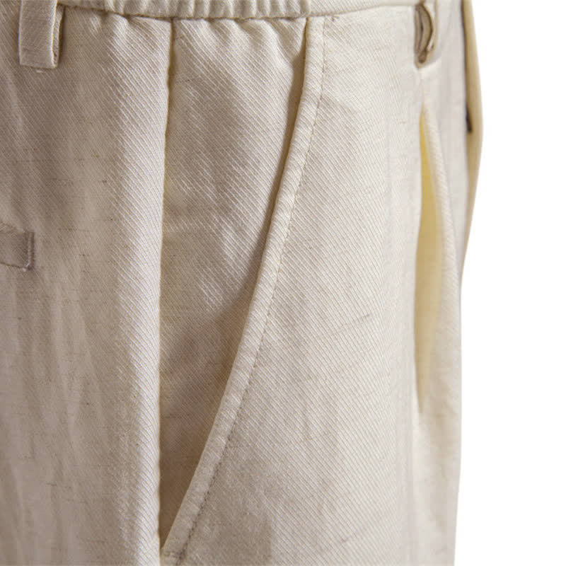 Buddha Stones Summer Casual Classic Zipper Button Solid Bermuda Shorts Men's Straight Leg Pants With Pockets - image 34