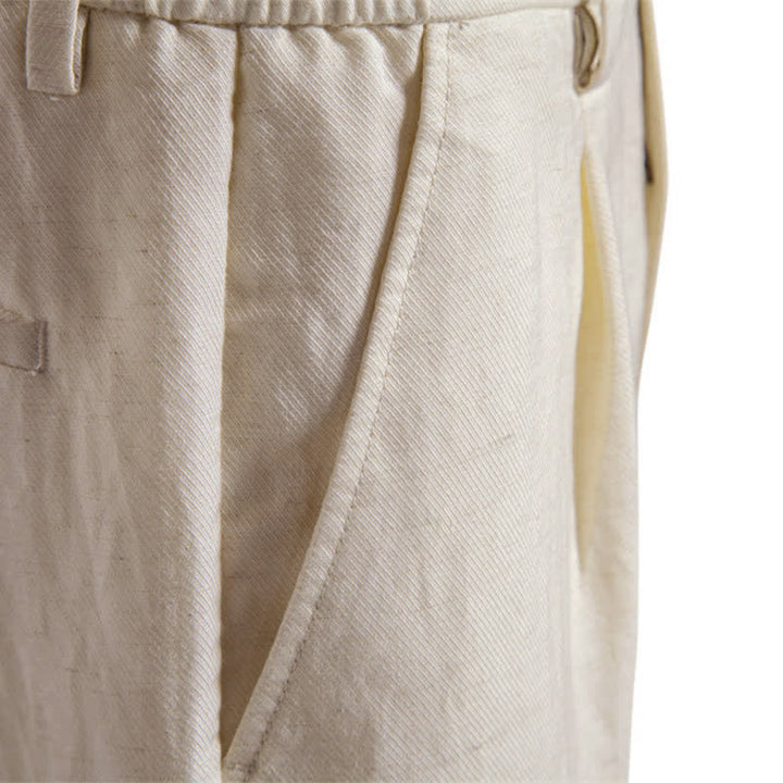 Buddha Stones Summer Casual Classic Zipper Button Solid Bermuda Shorts Men's Straight Leg Pants With Pockets - image 34