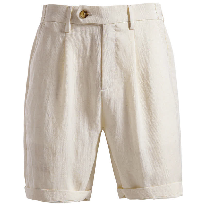 Buddha Stones Summer Casual Classic Zipper Button Solid Bermuda Shorts Men's Straight Leg Pants With Pockets - Beige - US/UK/AU42, EU52 (2XL) - image 32